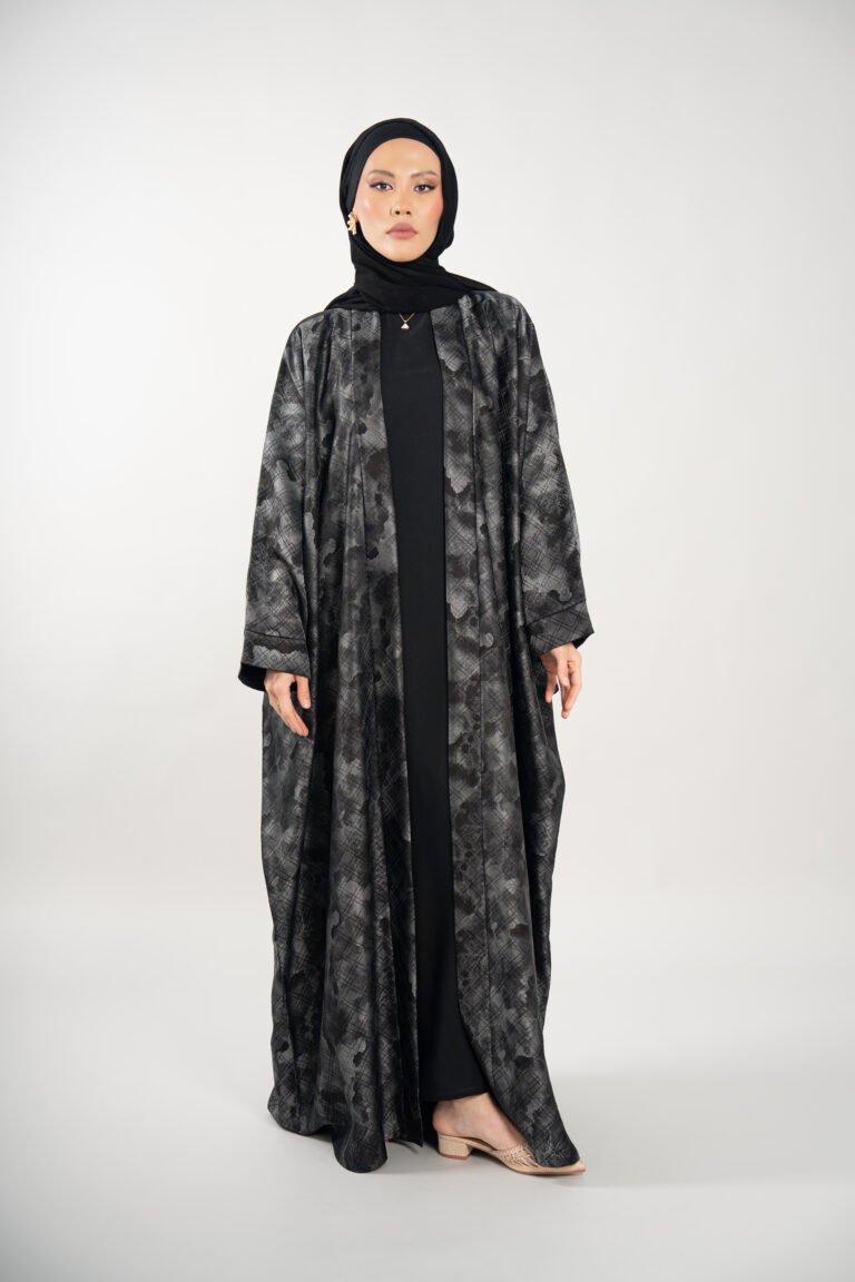 Geometric Silver Abaya Set
